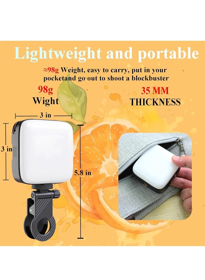 LED Video Light, Phone Light with Front & Back Clip, 3000-9900K Dimmable LED Camera Light, Rechargeable Selfie Light for Mobile, Camera, Laptop, TikTok, Makeup, Live Stream, Vlog