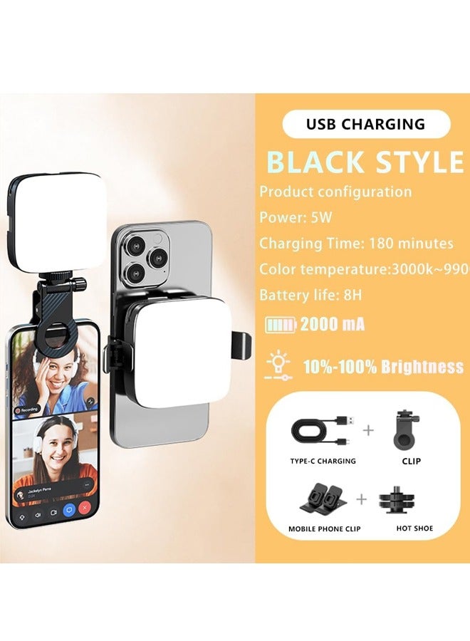 LED Video Light, Phone Light with Front & Back Clip, 3000-9900K Dimmable LED Camera Light, Rechargeable Selfie Light for Mobile, Camera, Laptop, TikTok, Makeup, Live Stream, Vlog