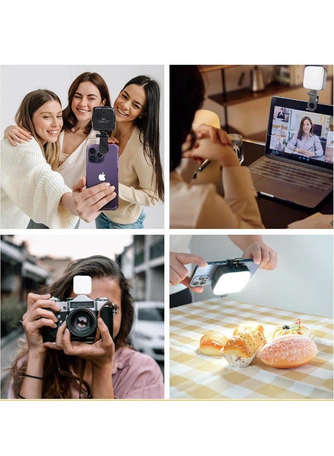LED Video Light, Phone Light with Front & Back Clip, 3000-9900K Dimmable LED Camera Light, Rechargeable Selfie Light for Mobile, Camera, Laptop, TikTok, Makeup, Live Stream, Vlog
