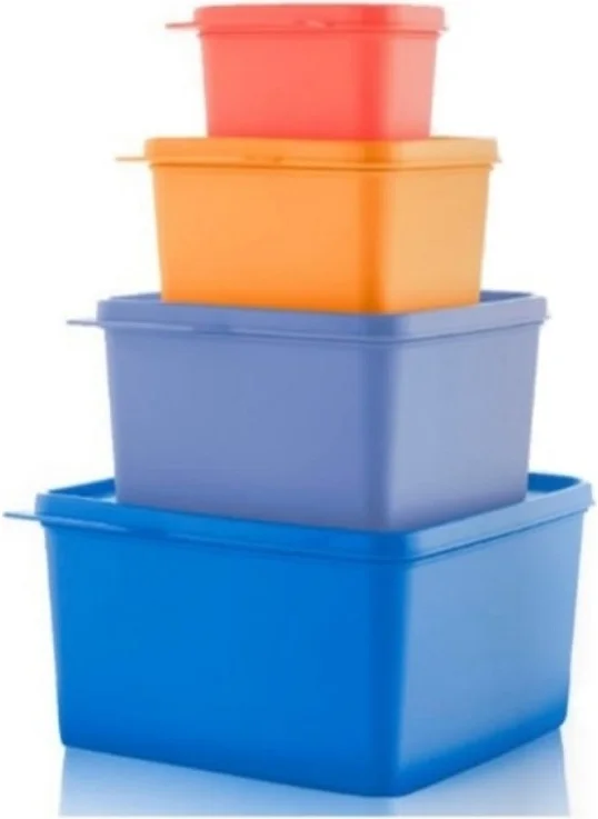 Tupperware Square Storage Container 4 Pcs Multi-Purpose Box Color Hsgl