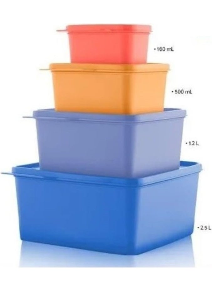 Square Storage Container 4 Pcs Multi-Purpose Box Color Hsgl