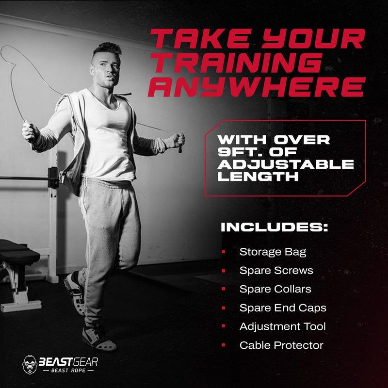 Beast Gear Speed Jump Rope â€“ Workout Jump Ropes for Fitness, Cardio Exercise, HIIT, MMA, Muay Thai, and Boxing - Lightweight, Adjustable Jumping Rope for Women & Men - Image 5