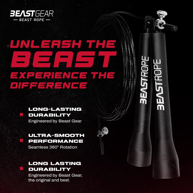 Beast Gear Speed Jump Rope â€“ Workout Jump Ropes for Fitness, Cardio Exercise, HIIT, MMA, Muay Thai, and Boxing - Lightweight, Adjustable Jumping Rope for Women & Men - Image 3