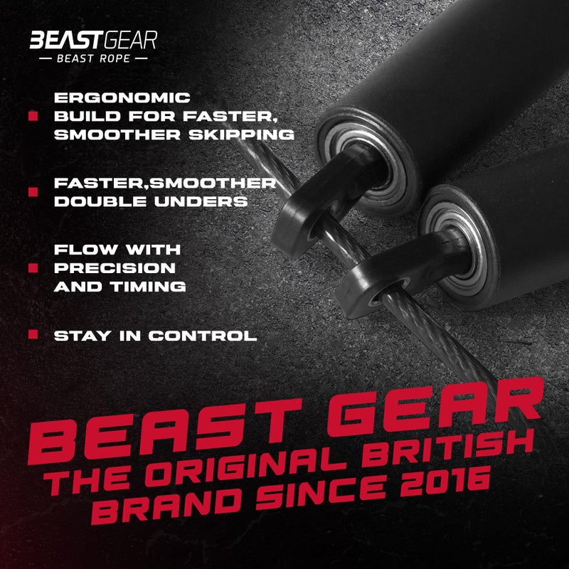 Beast Gear Speed Jump Rope â€“ Workout Jump Ropes for Fitness, Cardio Exercise, HIIT, MMA, Muay Thai, and Boxing - Lightweight, Adjustable Jumping Rope for Women & Men - Image 4