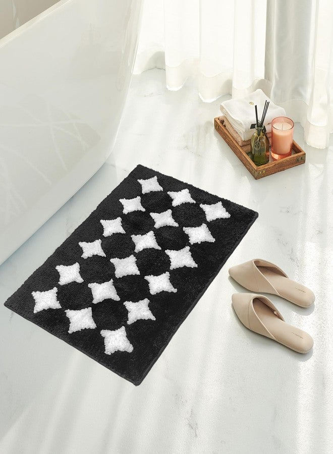 Tititex Luxury Black Rhombus Stars Bathroom Rug, 17"x25" Classic Extra Soft and Absorbent Microfiber Bath Rugs, Non-Slip Plush Shaggy Bath Carpet for Bathroom Floor - Image 1