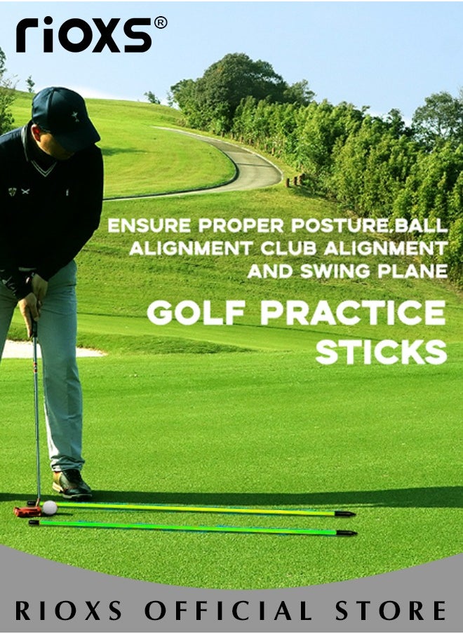RIOXS - Golf Drill Directional Indicator SticksGolf Orientation Training Sticks 2 Pack 48.8 inch Auxiliary Practice Sticks - Image 1
