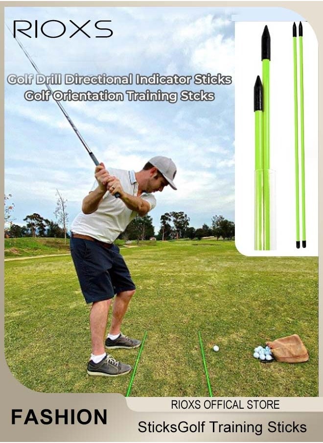 RIOXS - Golf Drill Directional Indicator SticksGolf Orientation Training Sticks 2 Pack 48.8 inch Auxiliary Practice Sticks - Image 1