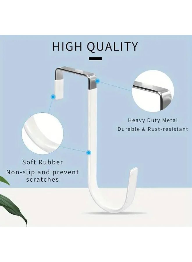 White Rubber Coated Door Hooks 5pcs No Scratch Over The Door Hangers - Image 4