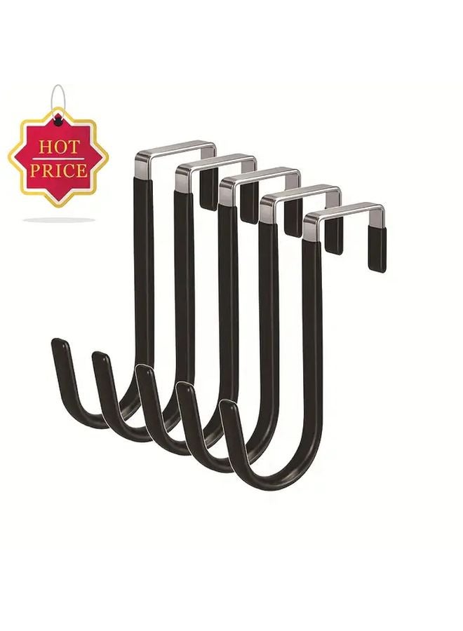 White Rubber Coated Door Hooks 5pcs No Scratch Over The Door Hangers - Image 2