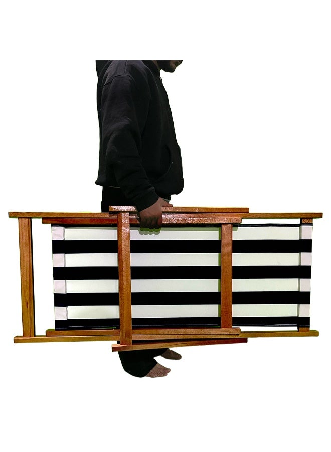 Bean2Go Beach Chair & chaise lounge, Beech wood - Dark blue stripes - Image 3