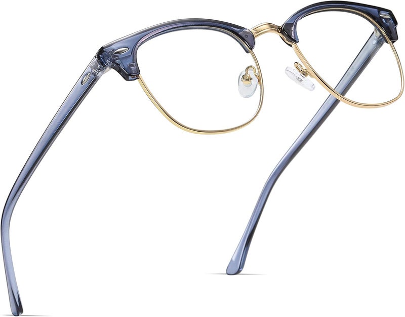 AOMASTE Store Blue Light Blocking Glasses Vintage Half Frame UV Clear Lens Anti Eyestrain Computer Gaming Glasses for Men Women - Image 1