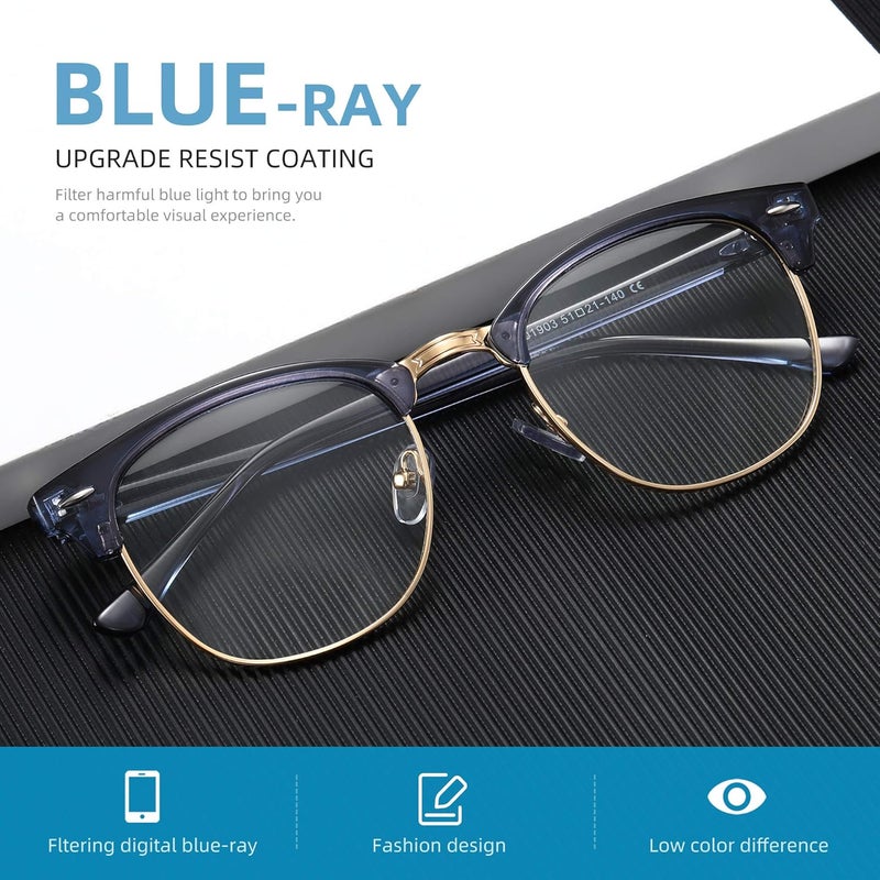 AOMASTE Store Blue Light Blocking Glasses Vintage Half Frame UV Clear Lens Anti Eyestrain Computer Gaming Glasses for Men Women - Image 5