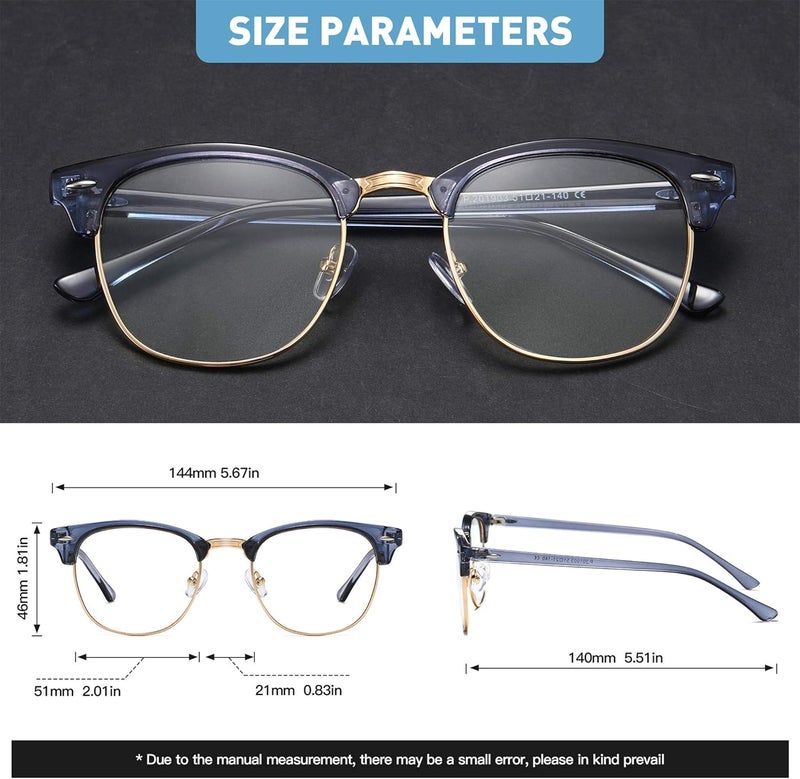 AOMASTE Store Blue Light Blocking Glasses Vintage Half Frame UV Clear Lens Anti Eyestrain Computer Gaming Glasses for Men Women - Image 2