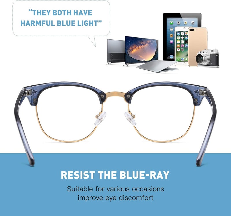 AOMASTE Store Blue Light Blocking Glasses Vintage Half Frame UV Clear Lens Anti Eyestrain Computer Gaming Glasses for Men Women - Image 4