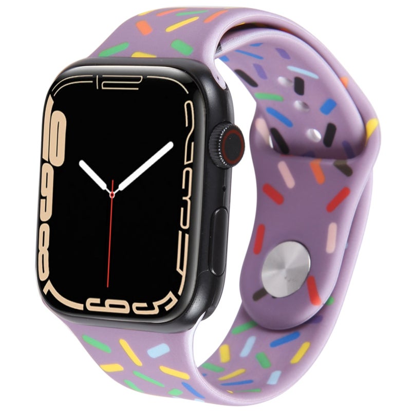 Rainbow Raindrops Silicone Watch Band For Apple Watch 4 44mm(Light Purple)