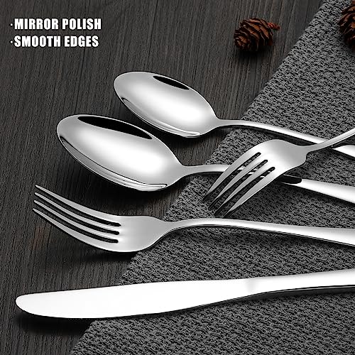 Compralo 60 Piece Silverware Set for 12, Stainless Steel Flatware Set Tableware Set Inculde Forks Knives Spoons, Mirror Polished Cutlery Set for Home Kitchen and Restaurant Party, Dishwasher Safe - Image 5