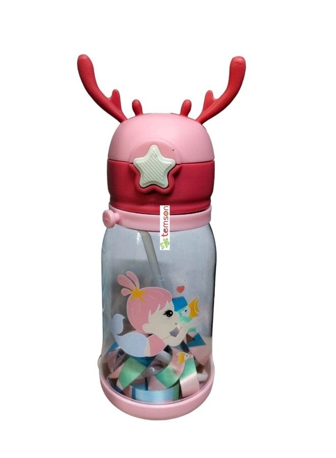TEMSON Cartoon Design Kids Water Bottle For Kids, Anti-Leak Sipper Bottle For Kids (GBT-863)(Pink) - Image 1