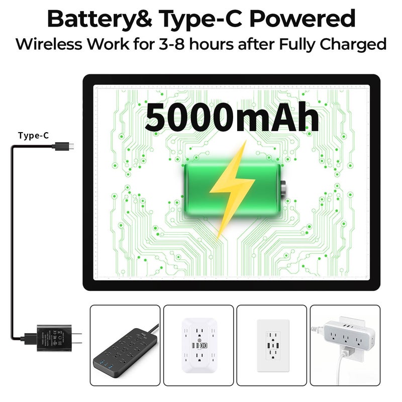 Zocelight Rechargeable A2 Light Pad 25.2" x 18.4",Magnetic Light Board for Diamond Painting,Physical Buttons,US Adapter,3 Colors,Stepless Dimming Light Box for Tracing, Light Table Sketching,Drawing - Image 3