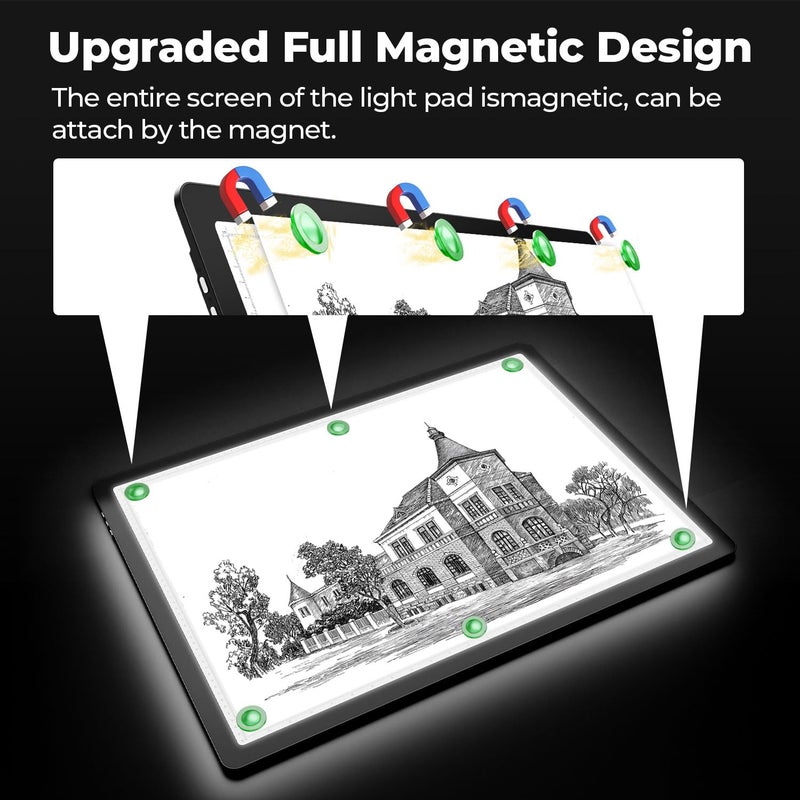 Zocelight Rechargeable A2 Light Pad 25.2" x 18.4",Magnetic Light Board for Diamond Painting,Physical Buttons,US Adapter,3 Colors,Stepless Dimming Light Box for Tracing, Light Table Sketching,Drawing - Image 5