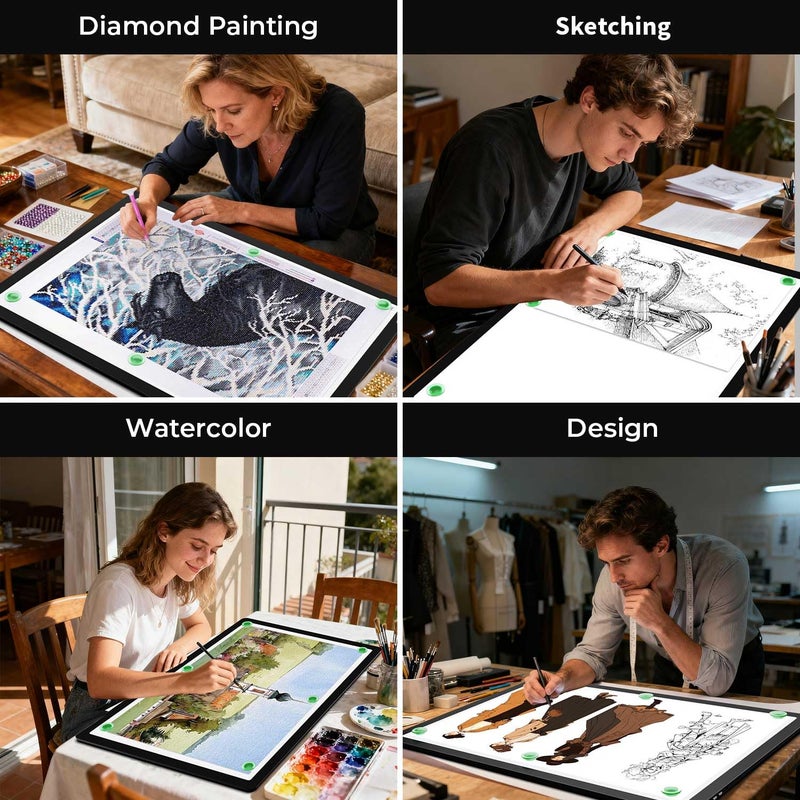 Zocelight Rechargeable A2 Light Pad 25.2" x 18.4",Magnetic Light Board for Diamond Painting,Physical Buttons,US Adapter,3 Colors,Stepless Dimming Light Box for Tracing, Light Table Sketching,Drawing - Image 2