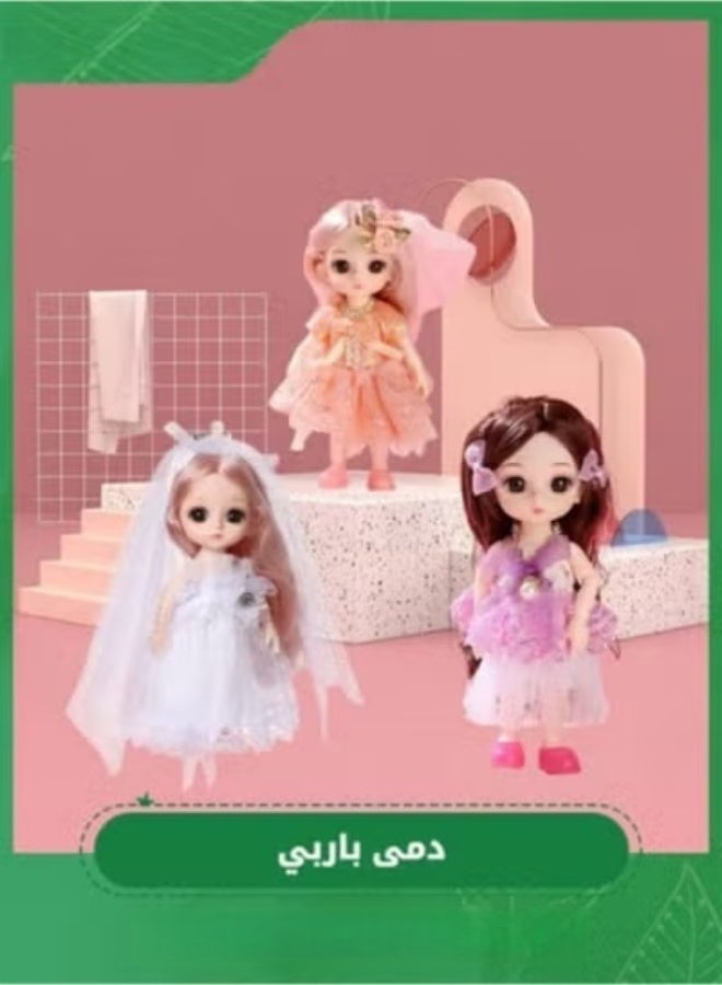 MIXDE 3 Pcs Dolls Set,17cm Princess Girl Mini Dolls,Princess Dolls for Girls,Princess Figures with Tiaras, Hair, Shoes,Princess Toys Dolls for Doll House - Image 1
