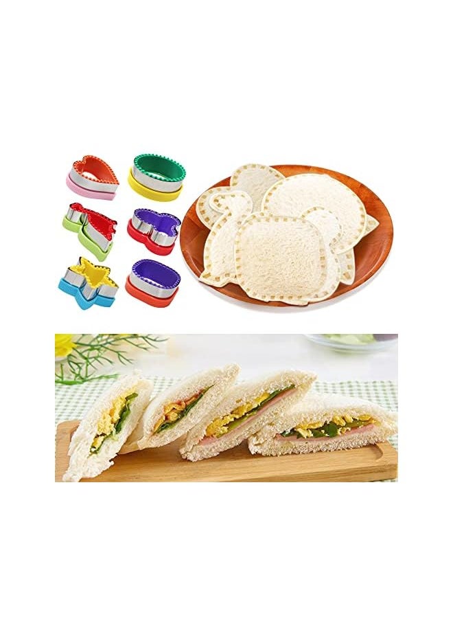 FineGood - Pcs Sandwich Cutter Set, FineGood Sandwich Cutter and Sealer Cookie Cutters Vegetable Fruit Cutters Shapes for Kids with Food Picks Brush - Image 1