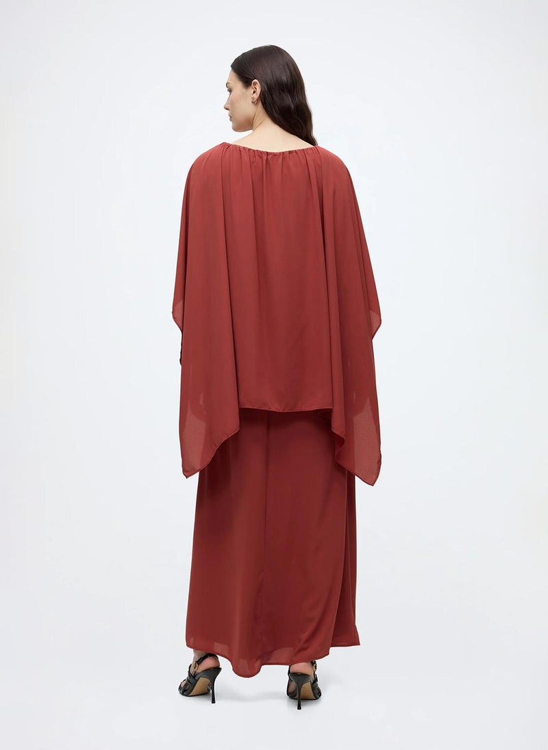 VERO MODA Women's VMFALULAH Boatneck Cape Dress Woven - Image 3