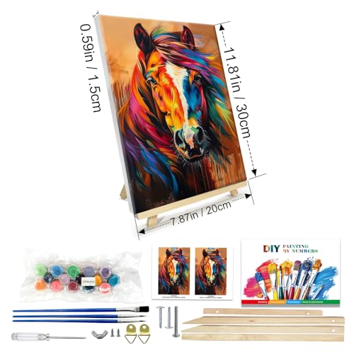 JOOZ Paint by Numbers Kit for Adults with Frame Horse Paint by Number with Easel DIY Colorful Horse Oil Painting by Numbers Adult Paint by Number Kits Framed Canvas for Home Wall Decor 8x12 Inch - Image 3