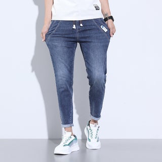 New Elastic Waist Jeans Men Spring Summer Trendy Spliced Stretch Ankle Pants Blue cropped pants] - pzsku/ZE3E7655A7ABDE99D8244Z/45/1746221740/6ba16a1e-6794-4e5c-94b7-ba966632048f