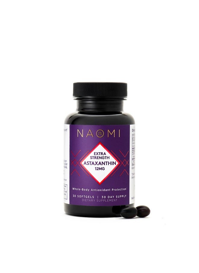 Naomi Extra Strength Patented Astaxanthin 12Mg Supplement From Alaskan Algae Natural Support For Skin & Eye Health Joint Support Non Gmo Gluten Free Vegan 30 Softgels 1 Month Supply  - Image 2