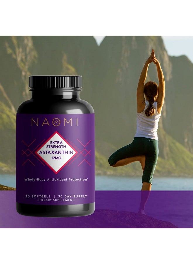 Naomi Extra Strength Patented Astaxanthin 12Mg Supplement From Alaskan Algae Natural Support For Skin & Eye Health Joint Support Non Gmo Gluten Free Vegan 30 Softgels 1 Month Supply  - Image 3