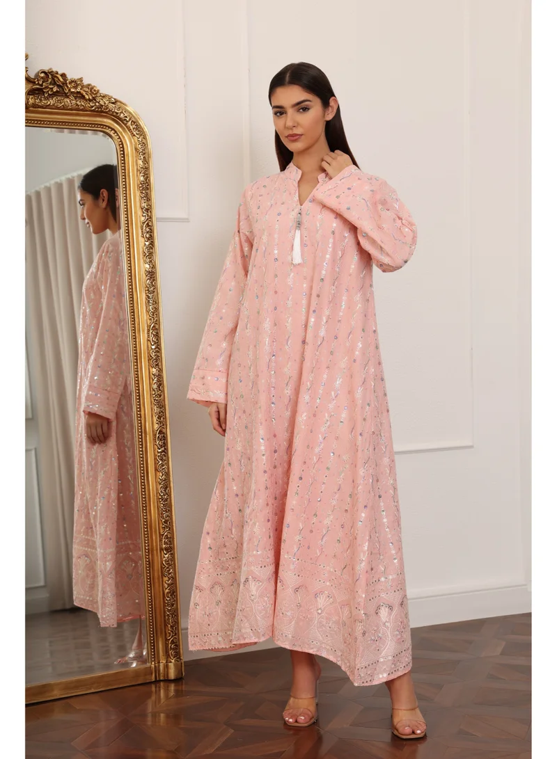 اكسا جلابية ورود صحارى  IK5040 وردي