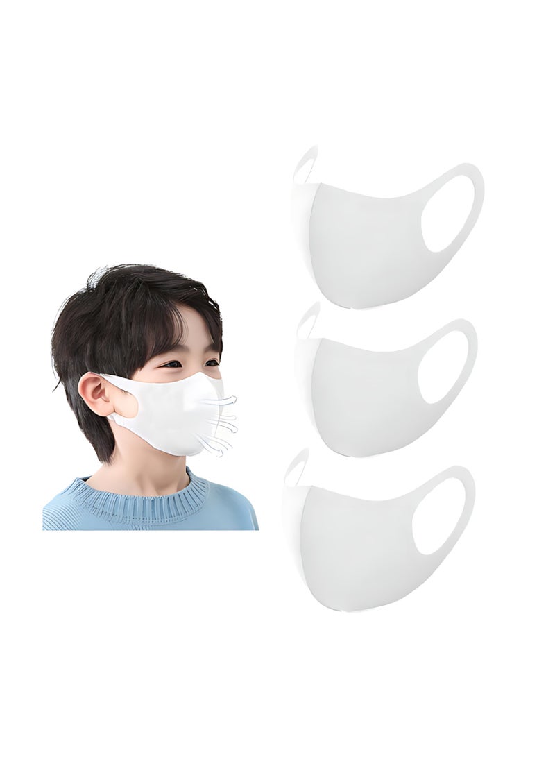 Neonix 3 Pieces Kids Reusable Breathable Cloth Cotton Mask Set, 3D Ice Silk Washable Mask, Dustproof and UV-Proof, Suitable for Cycling, Camping, Traveling, Sports - Image 1
