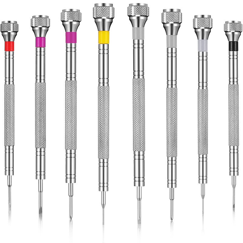 Chumia 8 Pieces Precision Jewelers Screwdriver Set, Micro Watch Repair Screwdriver Set 0.6-1.6 mm for Watch, Eyeglasses, Jewelry Work, Electronics Repair(Flathead, Phillips) - Image 1