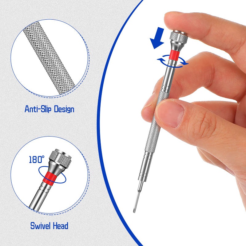 Chumia 8 Pieces Precision Jewelers Screwdriver Set, Micro Watch Repair Screwdriver Set 0.6-1.6 mm for Watch, Eyeglasses, Jewelry Work, Electronics Repair(Flathead, Phillips) - Image 2