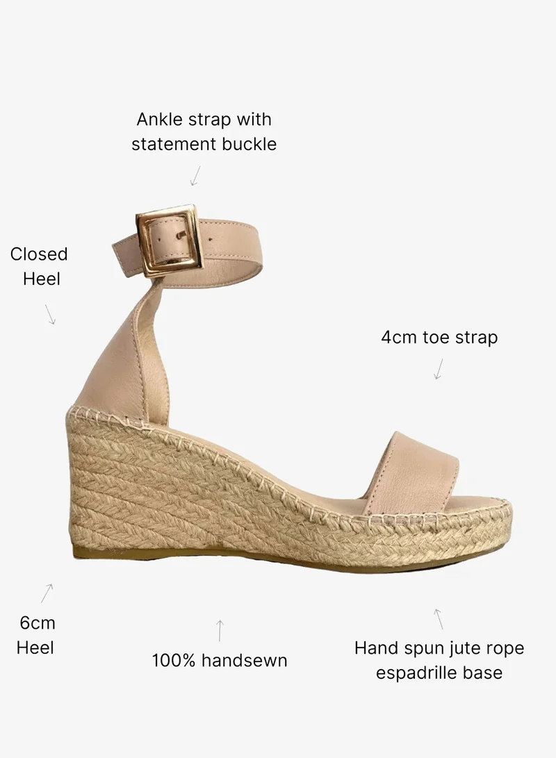 SHOEQ Sand Olivia Espadrille Wedge for Women | Best Price UAE