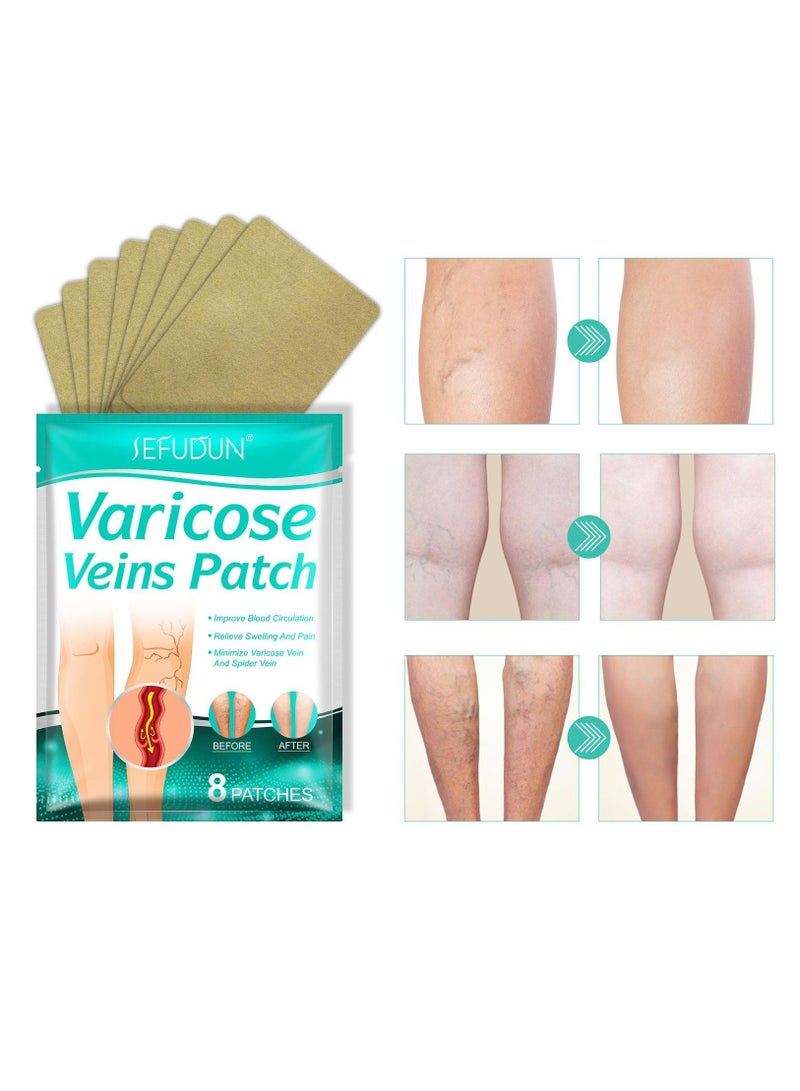 Sefudun 8 Pieces Varicose Veins Treatment for Legs Varicose Veins Patch Relief Leg Pain Vasculitis Spider Varicose Vein Strengthen Capillary Health and Improve Blood Circulation - Image 2