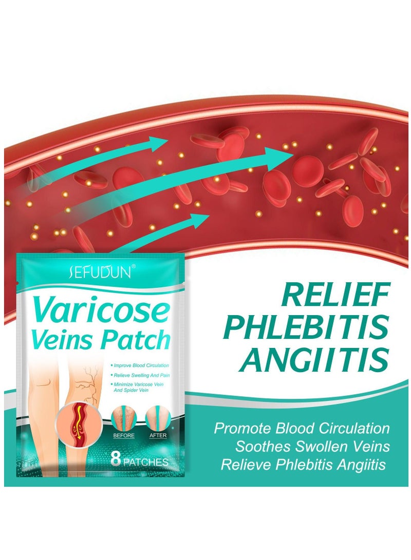 Sefudun 8 Pieces Varicose Veins Treatment for Legs Varicose Veins Patch Relief Leg Pain Vasculitis Spider Varicose Vein Strengthen Capillary Health and Improve Blood Circulation - Image 5