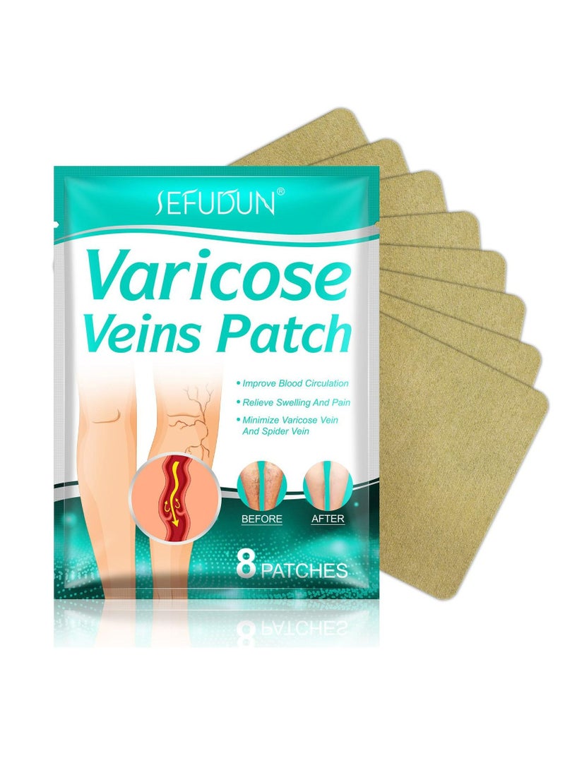 Sefudun 8 Pieces Varicose Veins Treatment for Legs Varicose Veins Patch Relief Leg Pain Vasculitis Spider Varicose Vein Strengthen Capillary Health and Improve Blood Circulation - Image 1