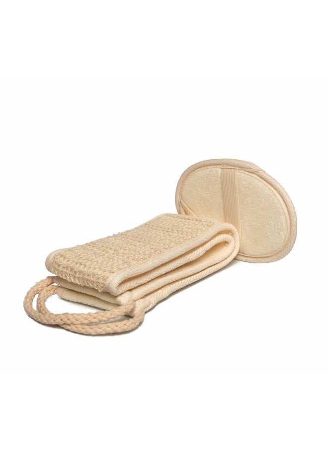 Nara Loofah (lufa) Sponge Set : one face Sponge, one Back and Body Scrubber and a Suction Clip. Sponges to exfoliate Your Body and face.  - Image 2