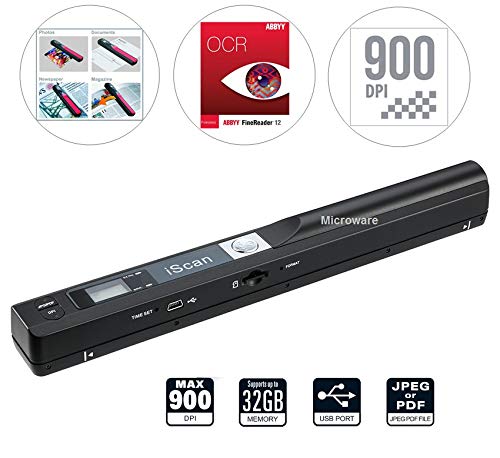 Microware 900DPI iScan Wireless Scanner HD Portable Hand Held Mini Portable Scanner - Black - Image 5