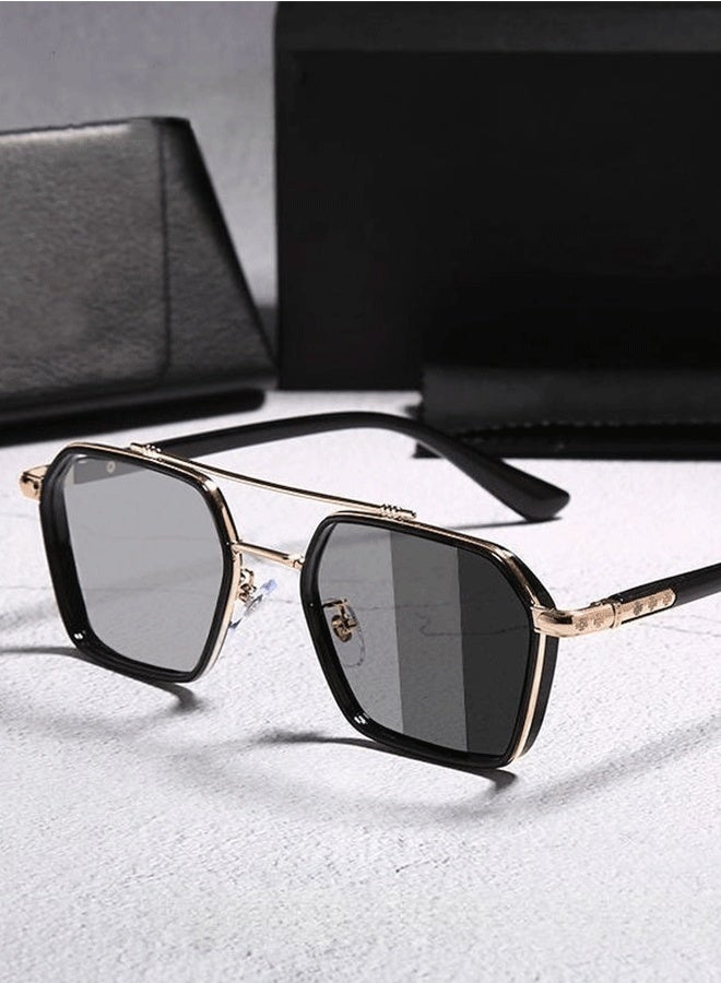 New Trend Luxury Metal Men's Sunglasses Double Bridge Square Frame with UV Blocking for Driving Custom New Trend Sun Glasses - Image 4