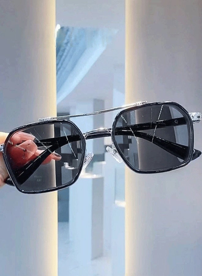 New Trend Luxury Metal Men's Sunglasses Double Bridge Square Frame with UV Blocking for Driving Custom New Trend Sun Glasses - Image 5