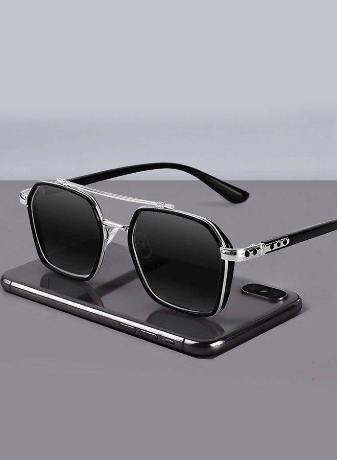 New Trend Luxury Metal Men's Sunglasses Double Bridge Square Frame with UV Blocking for Driving Custom New Trend Sun Glasses - Image 2