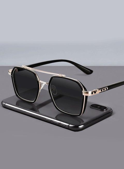 نظارات شمسية رجالية فاخرة من المعدن بتصميم جديد، بإطار مربع مزدوج الجسر، مع حماية من الأشعة فوق البنفسجية للقيادة، نظارات شمسية مخصصة بتصميم جديد