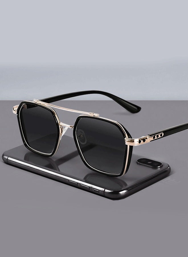New Trend Luxury Metal Men's Sunglasses Double Bridge Square Frame with UV Blocking for Driving Custom New Trend Sun Glasses - Image 1