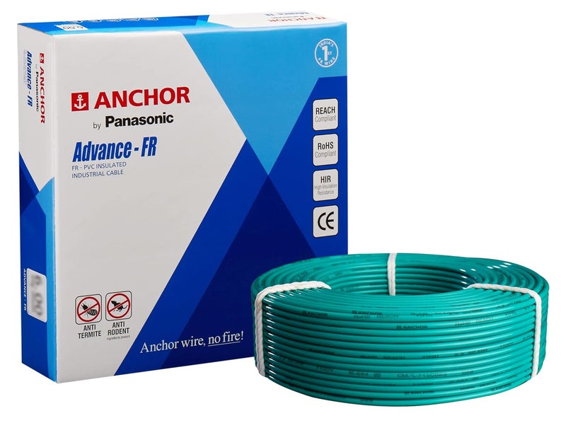 Anchor Anchor by Panasonic Advance FR Electric Wire 6 sq mm PVC Insulated Copper Wire for Home Wiring 90 Meter Electric Wire Cable for Industrial and Domestic Connections Green 27437GN  - Image 1