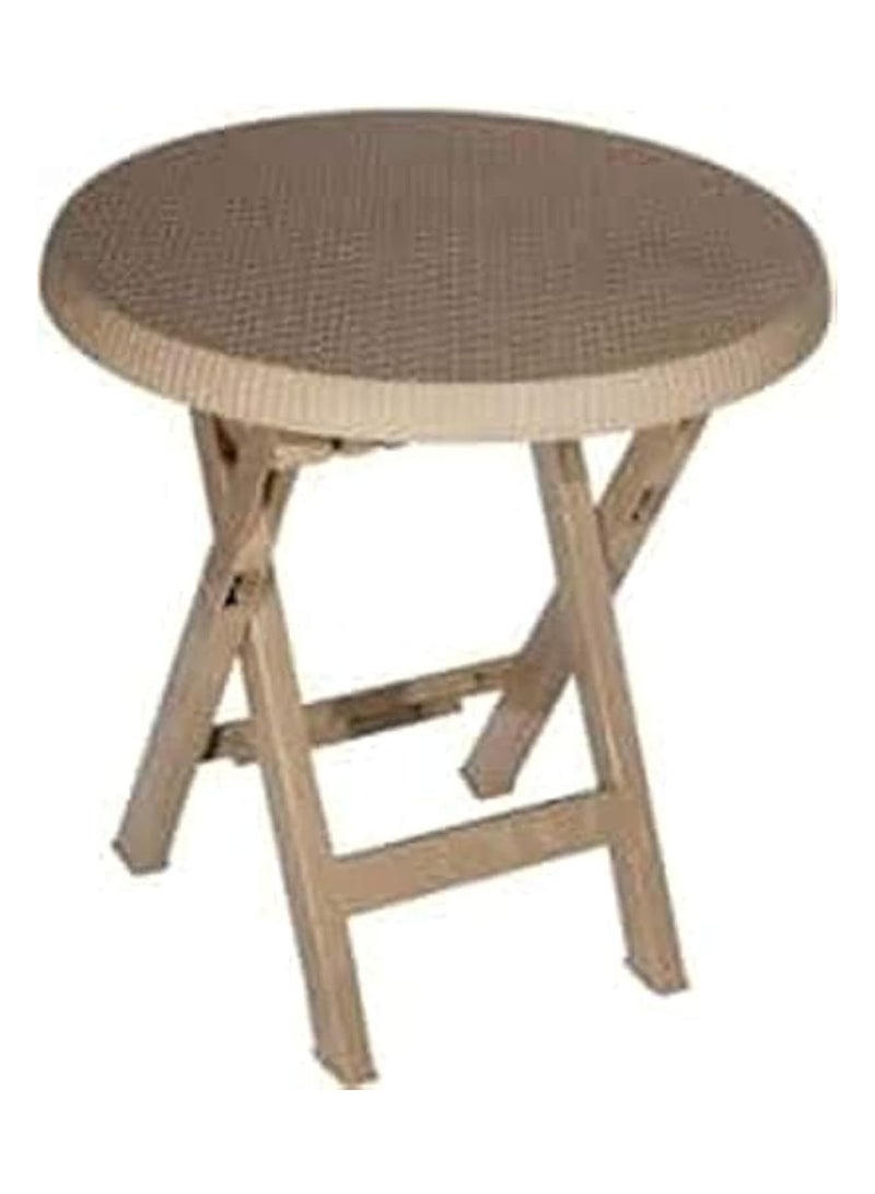 Khorshed Beige 965001 Princess Round Foldable Plastic Table, 70 cm, Multi-Purpose