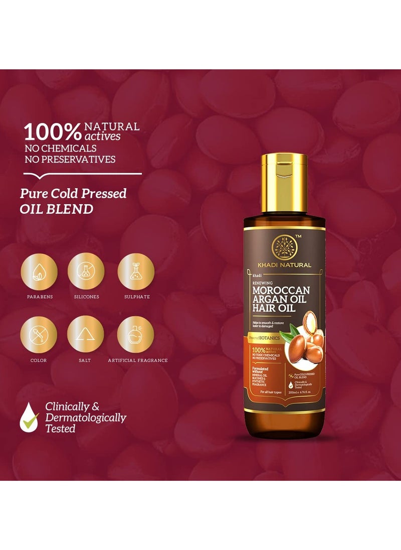 Khadi Natural Khadi Natural Moroccan Argan Hair Oil Hair Oil for Frizzy and Unmanageable Hair Oil that helps hair regain its shine Suitable for All Hair Types Powered Botanics 200ml  - Image 3