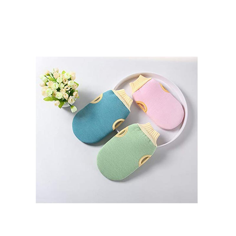 Zikra 2 Pack Exfoliating Gloves Body Scrub Exfoliator Eraser Mitt Loofah Body Exfoliation Mitt Scrubbers Exfoliate Arms Legs Face Cloth Cleansing Gloves for Bath (Green + Pink) - Image 3